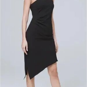 White House Black Market One Shoulder Asymmetrical Black Dress